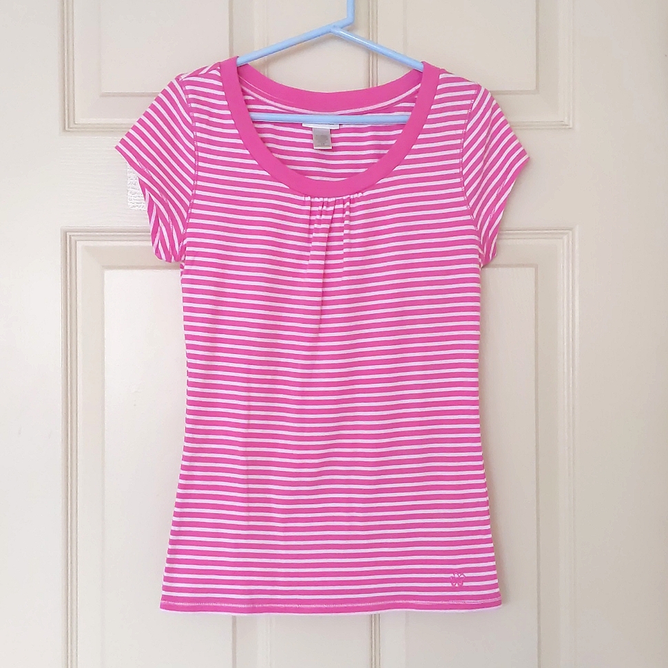 Nwot. Limited Too Cotton Spandex Short Sleeve Tee With Stripes And Embroidery.